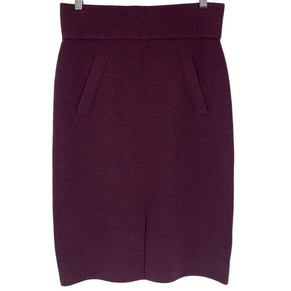 Club Monaco Sundith Midi Pencil Skirt 100% Wool Burgundy Women Medium Office - Picture 2 of 6